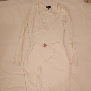 Elegant Cream Long Sleeve Mini Dress